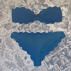 Marysia Swim - Antibes Scalloped Bandeau Bikini Top and Bottom